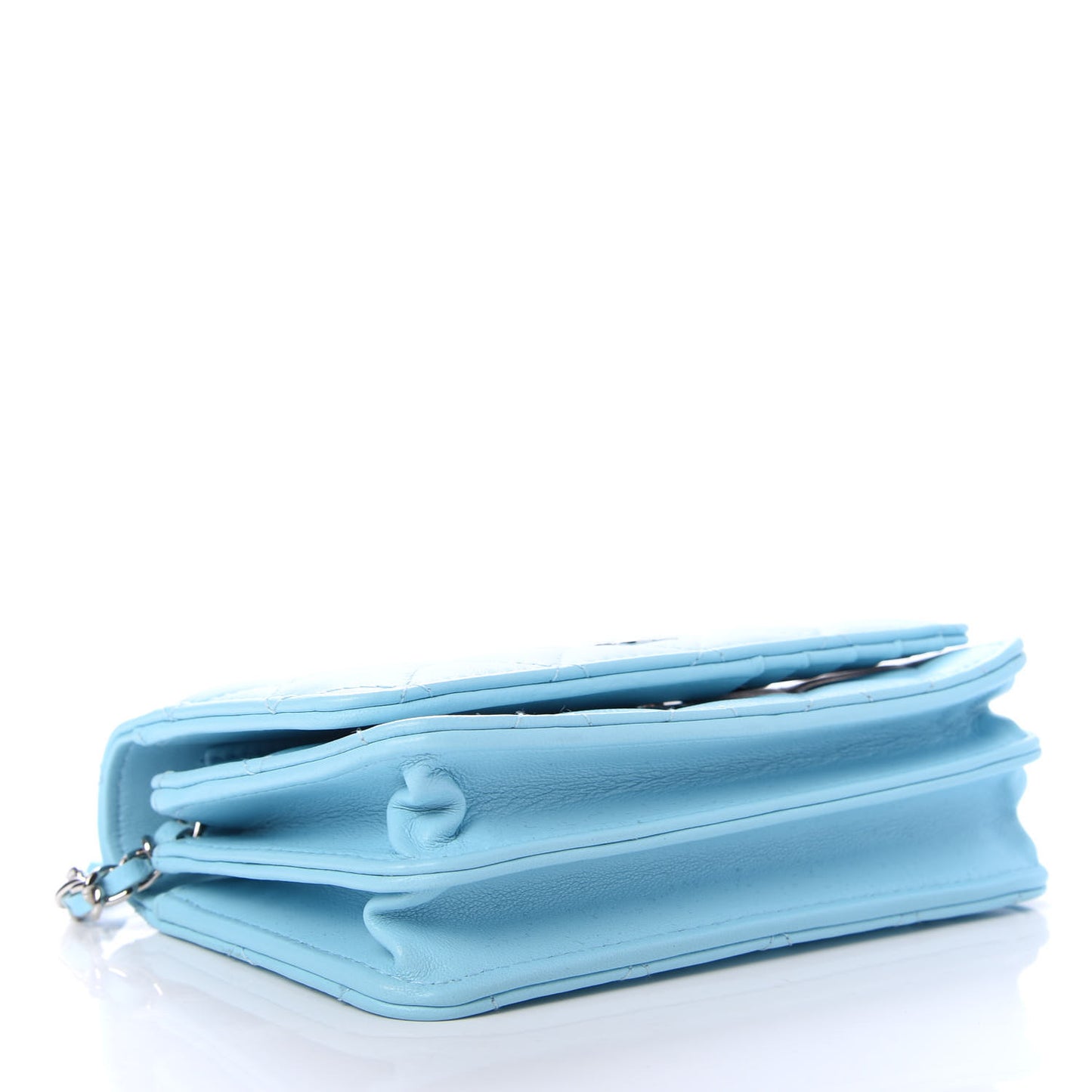 Lambskin Quilted Mini Wallet On Chain WOC Neon Blue