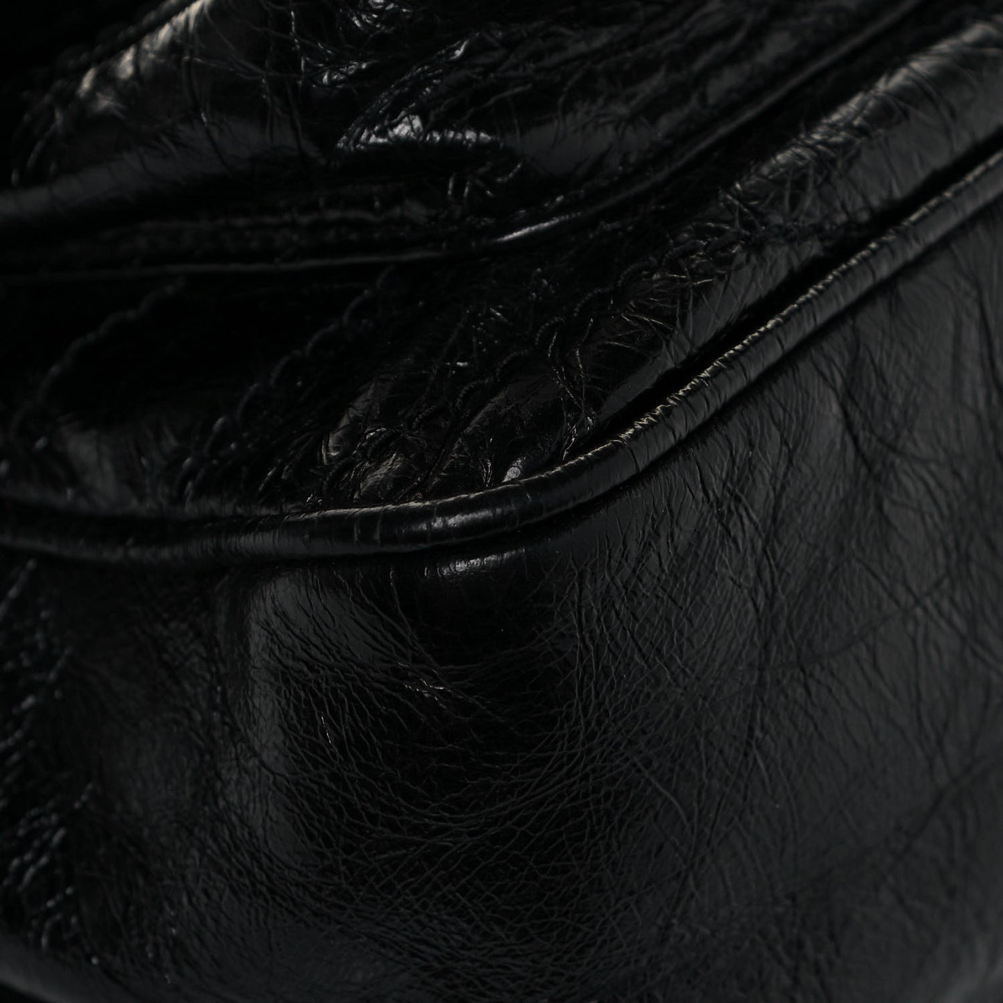 Crinkled Calfskin Matelasse Monogram Medium Niki Chain Satchel Black