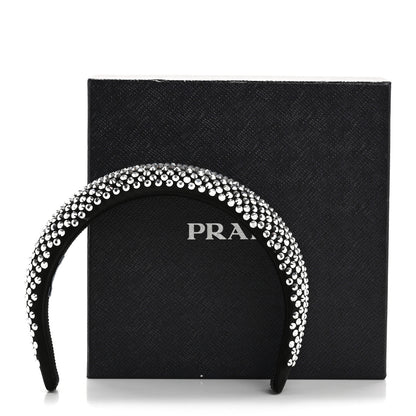 Prada Satin Crystal Embellished Headband Metal 8 of 8