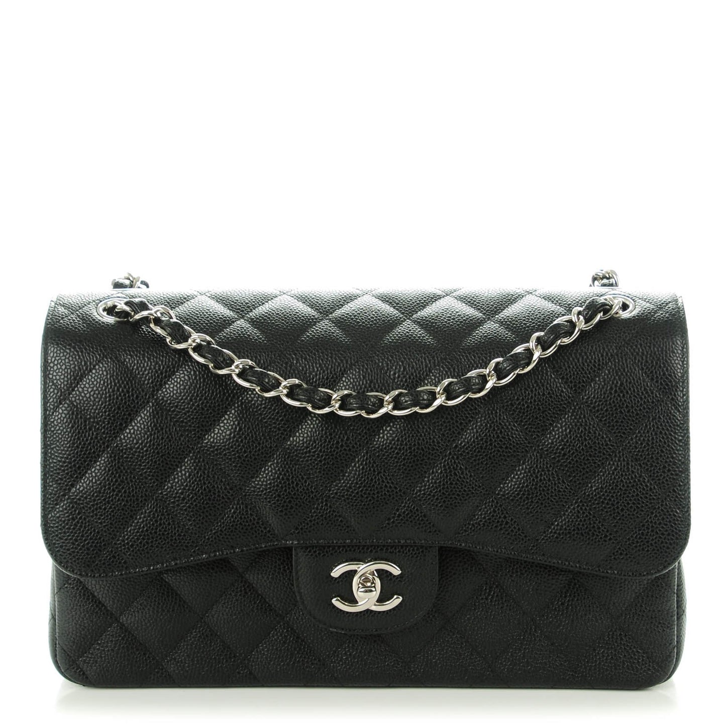 Caviar Quilted Jumbo Double Flap Black