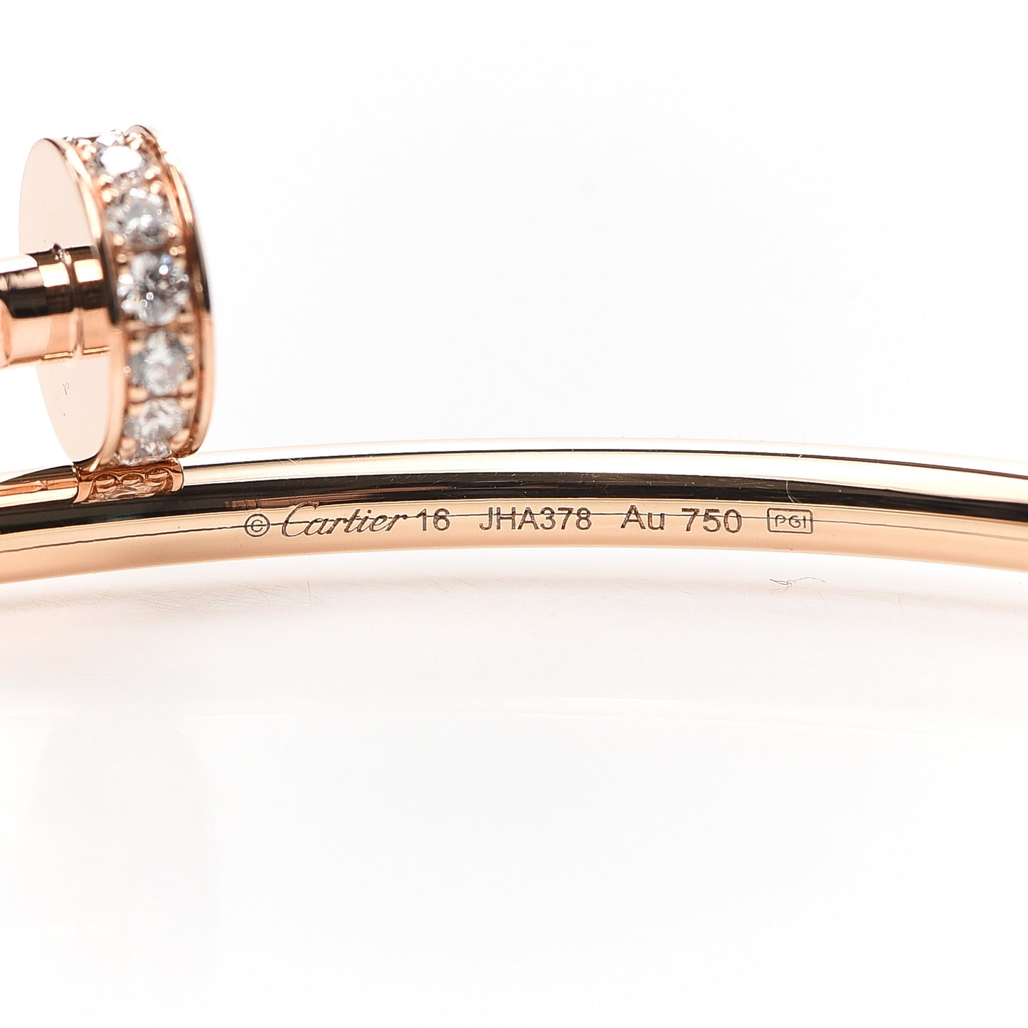 18K Pink Gold Diamond Small Juste Un Clou Bracelet 16