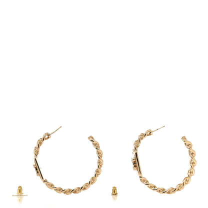 Chanel Metal Crystal CC Square Chain Hoop Earrings Gold 3 of 5
