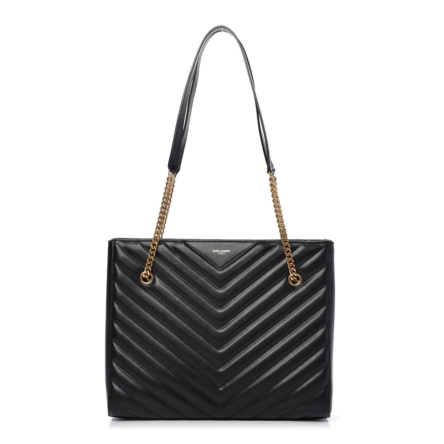 Grain De Poudre Matelasse Chevron Medium Tribeca Shopping Bag Black