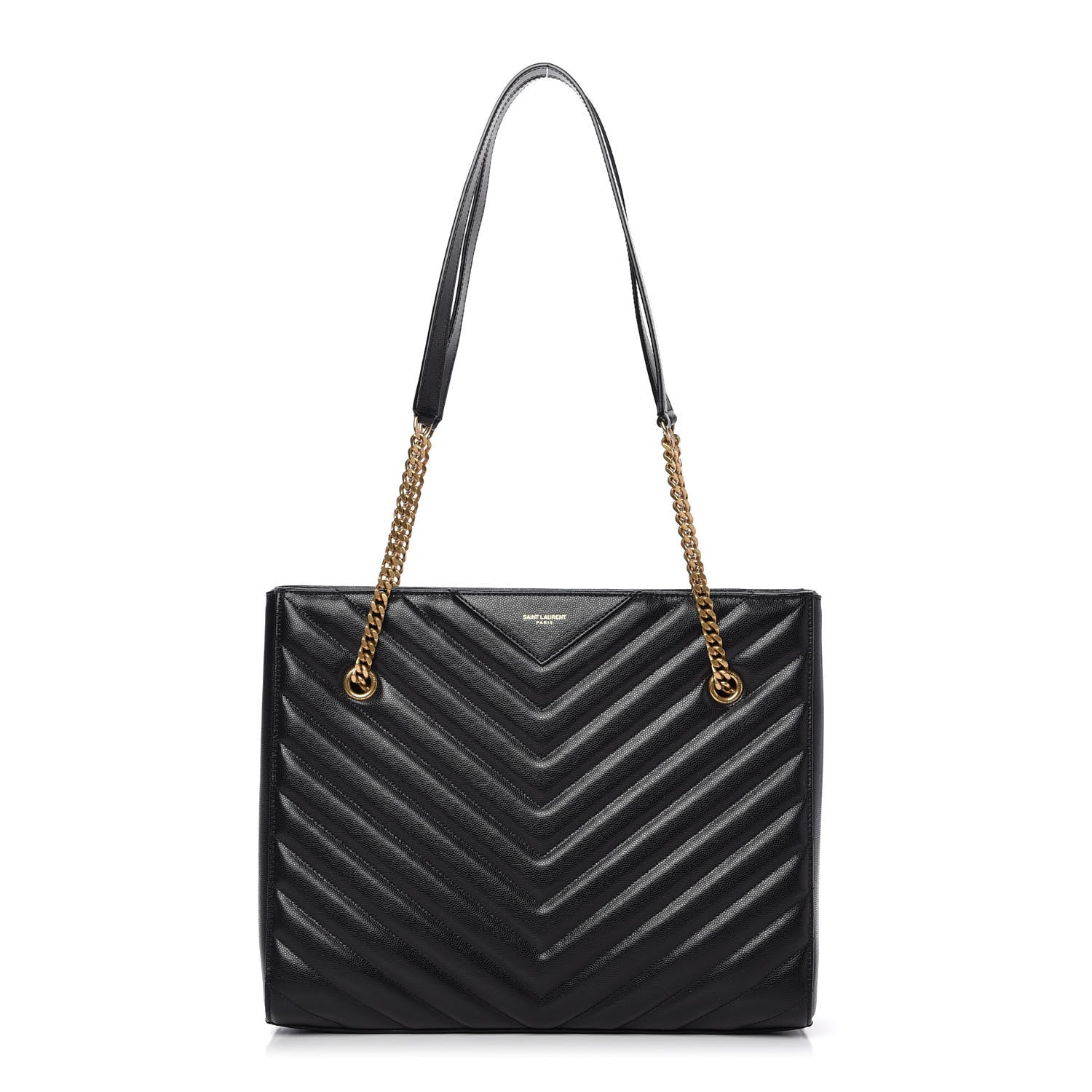 Saint Laurent Grain De Poudre Matelasse Chevron Medium Tribeca Shopping Bag Black 1 of 11