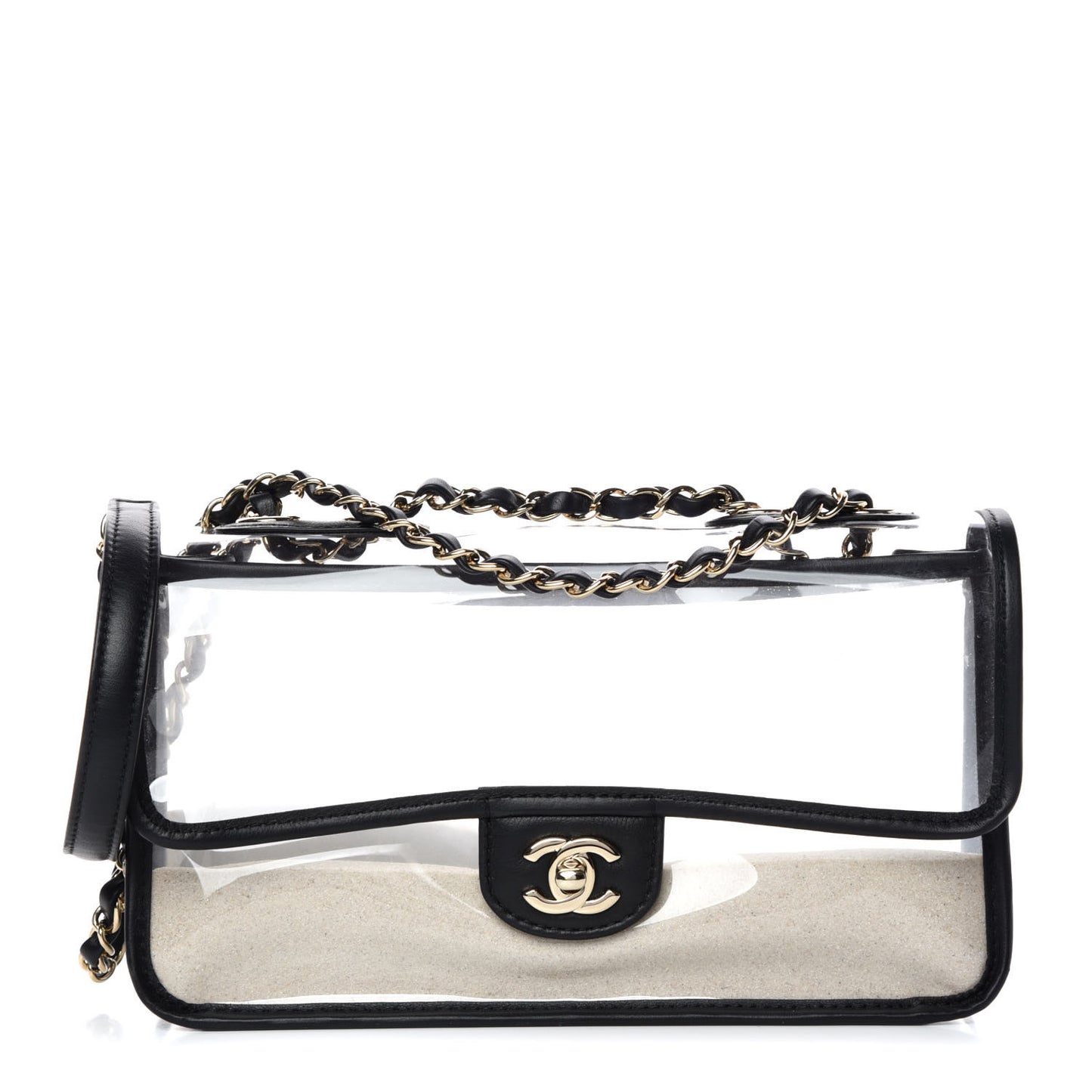 Lambskin PVC Medium Coco Sand Flap Black