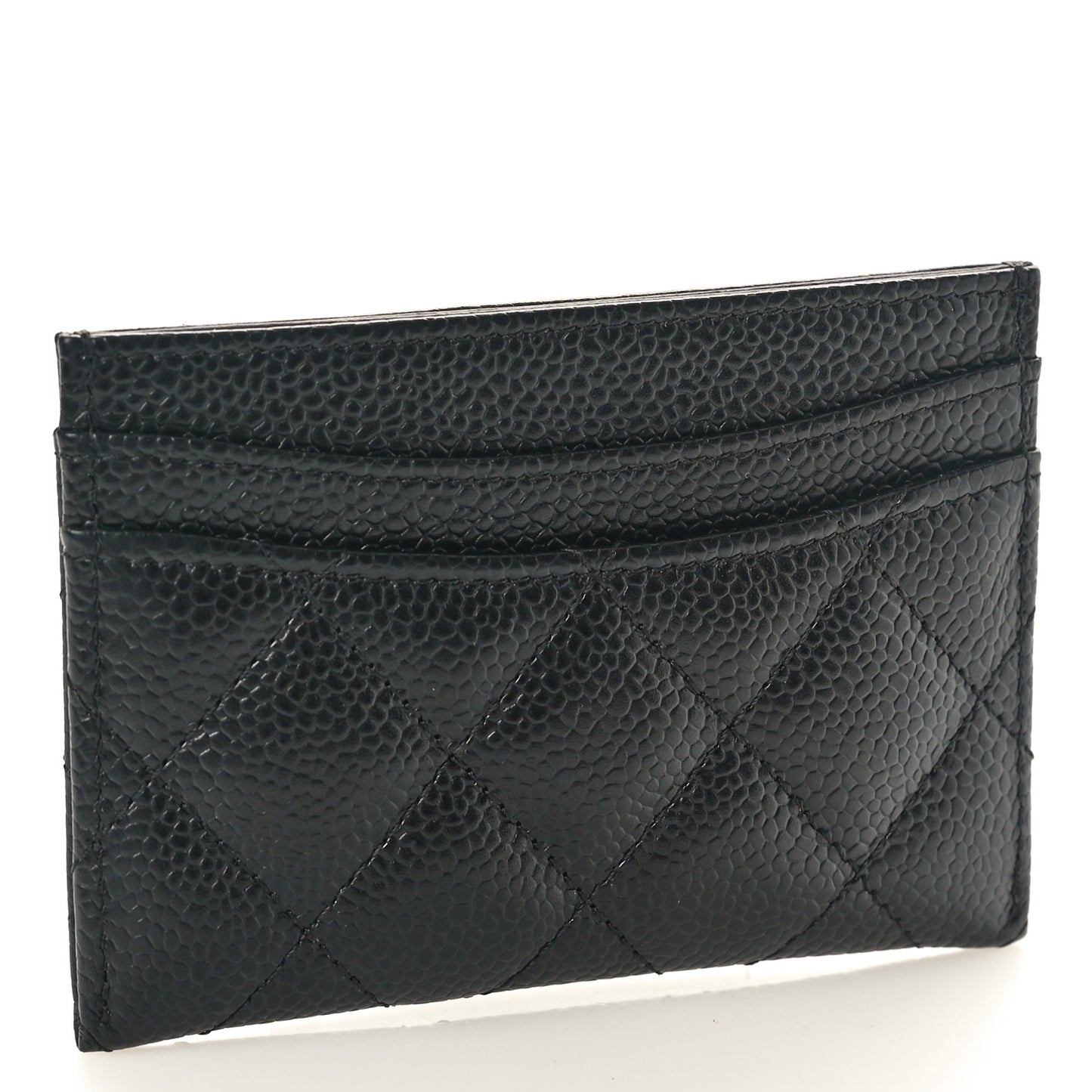 Caviar Quilted Card Holder Black