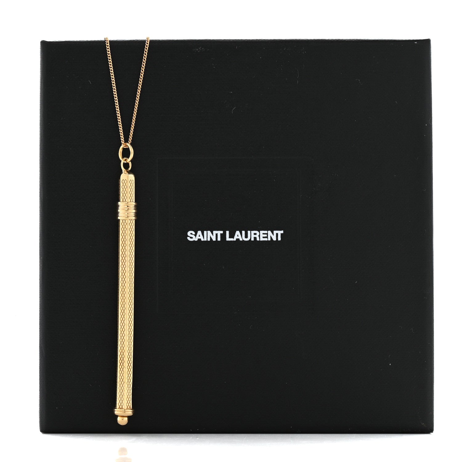 Saint Laurent Brass Long Stirrer Pendant Necklace Gold 7 of 7