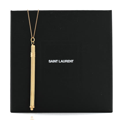 Saint Laurent Brass Long Stirrer Pendant Necklace Gold 7 of 7