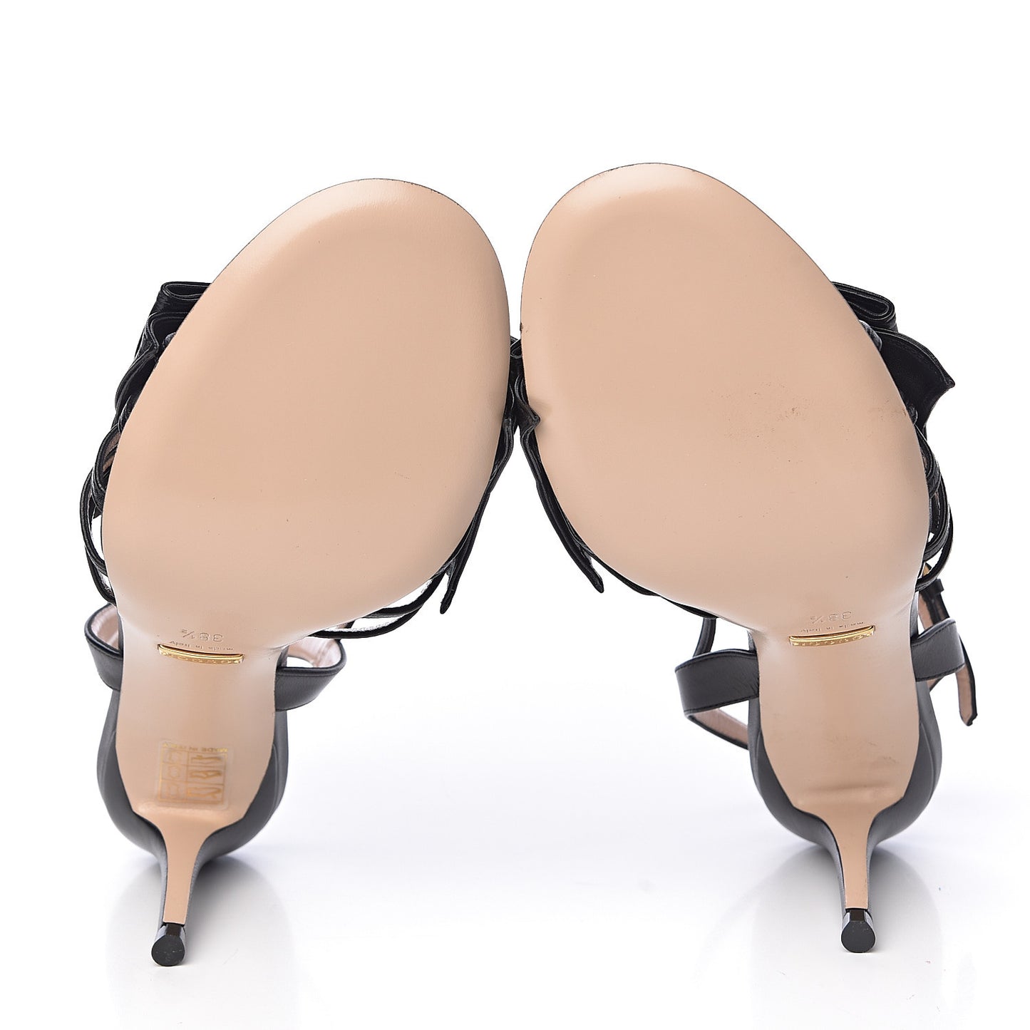 Nappa Queen Margaret Mid Heel Sandals 38.5 Black