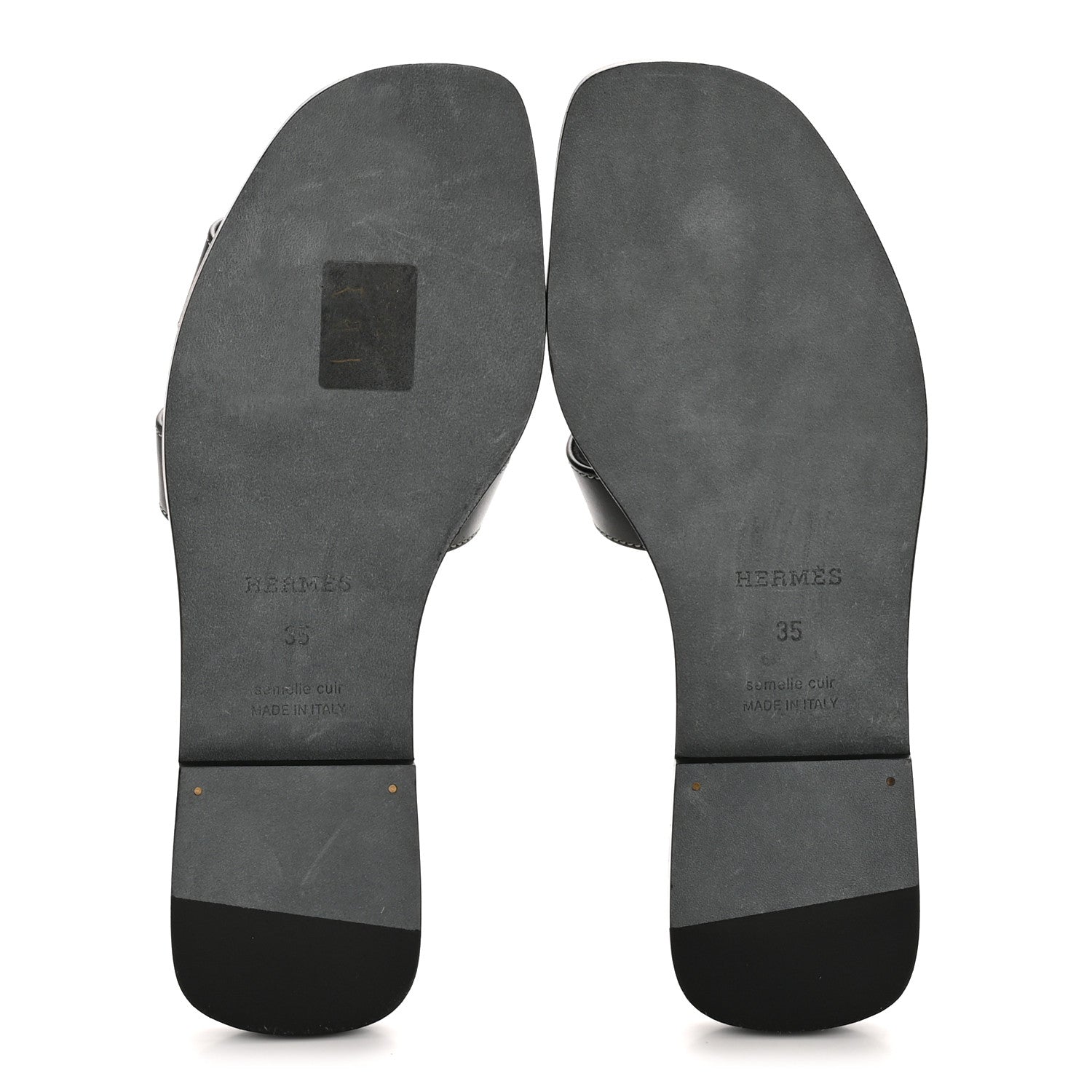 Hermes Box Calfskin Oran Sandals 35 Black 6 of 10