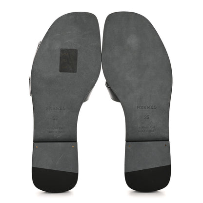 Hermes Box Calfskin Oran Sandals 35 Black 6 of 10