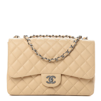 Chanel Caviar Quilted Jumbo Single Flap Beige Clair 1 of 12