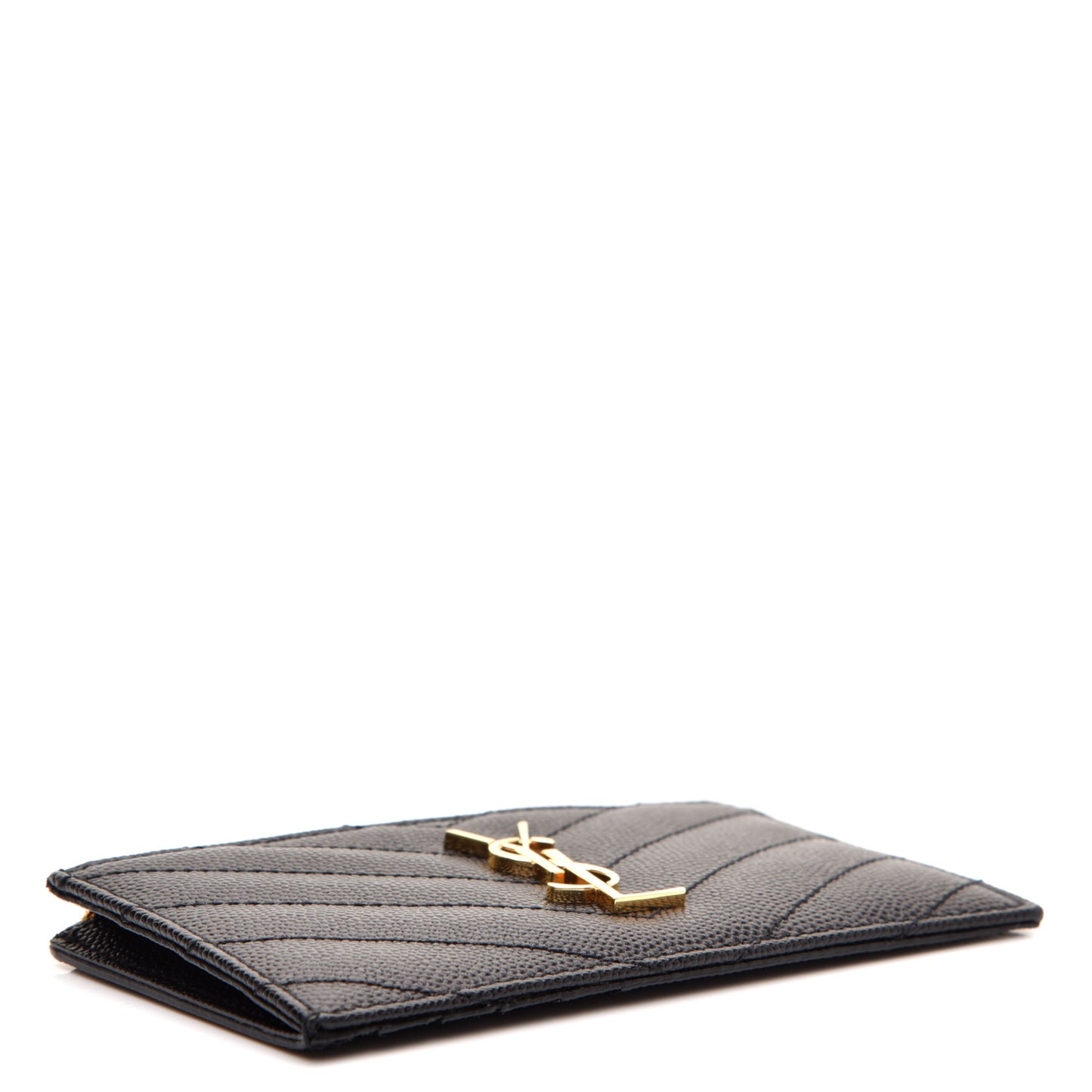 Grain De Poudre Matelasse Chevron Monogram Fragments Zippered Card Case Black
