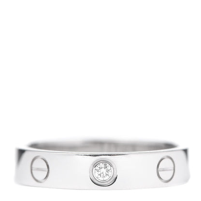 Cartier 18K White Gold Diamond 4mm LOVE Wedding Band Ring 51 5.75 1 of 5