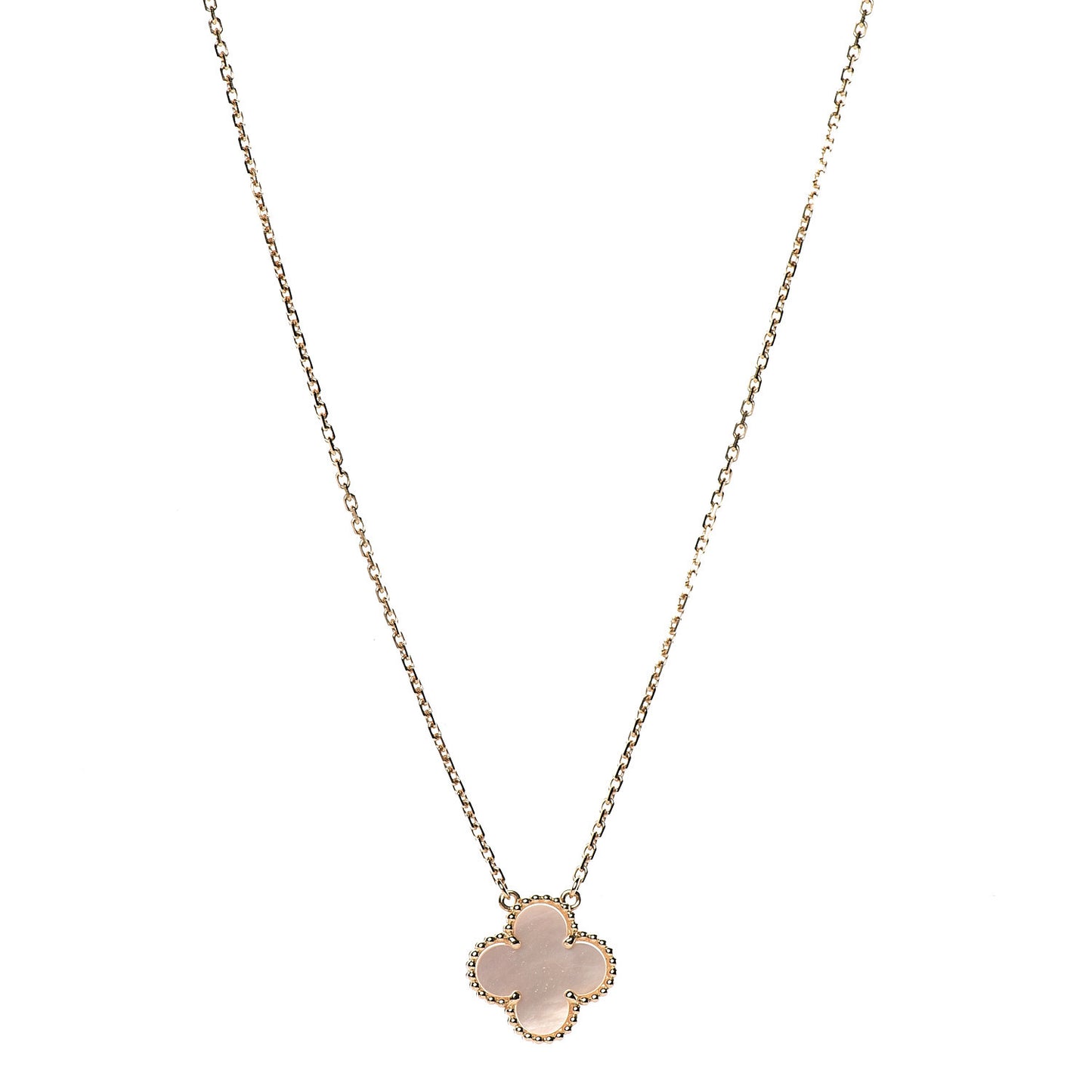 18K Yellow Gold Mother of Pearl Vintage Alhambra Pendant Necklace