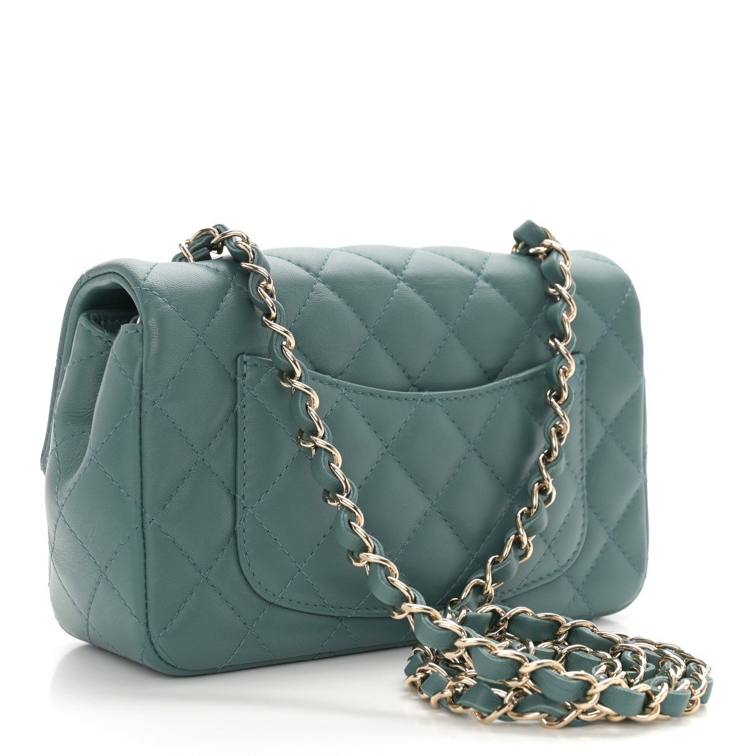 Chanel Lambskin Quilted Mini Rectangular Flap Green 3 of 11