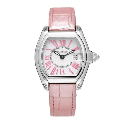 Cartier Stainless Steel Alligator Mother of Pearl 31mm Roadster Quartz Watch Pink 1 of 5
