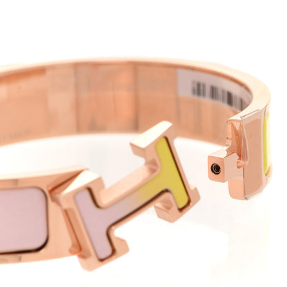 Hermes Enamel Narrow Clic Clac H Fusion Bracelet PM Rose Candeur Jaune Tennis 4 of 6