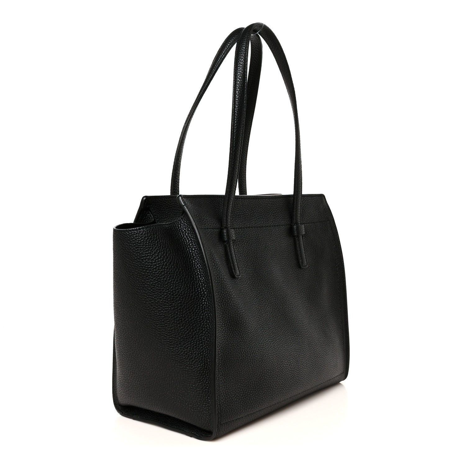 Salvatore Ferragamo Hammered Calfskin Double Handle Medium Amy Tote Black 3 of 11