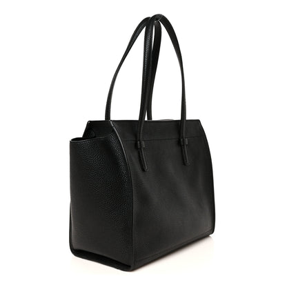 Salvatore Ferragamo Hammered Calfskin Double Handle Medium Amy Tote Black 3 of 11