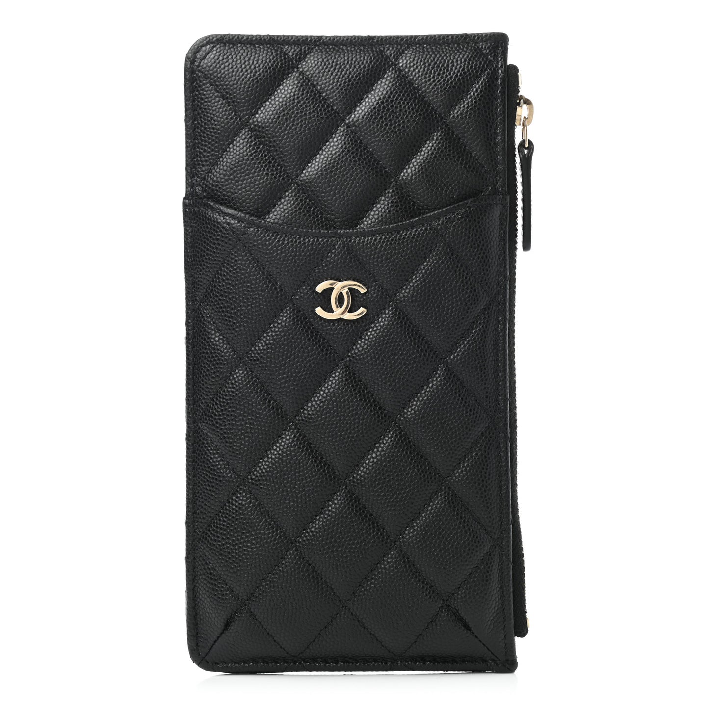 Caviar Quilted Classic Flat Wallet Pouch Black