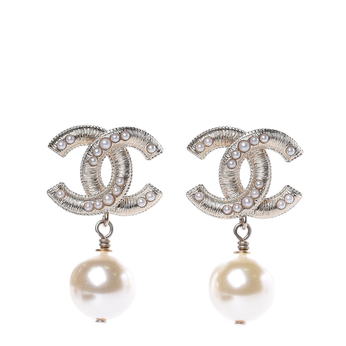 Pearl CC Drop Earrings Light Gold