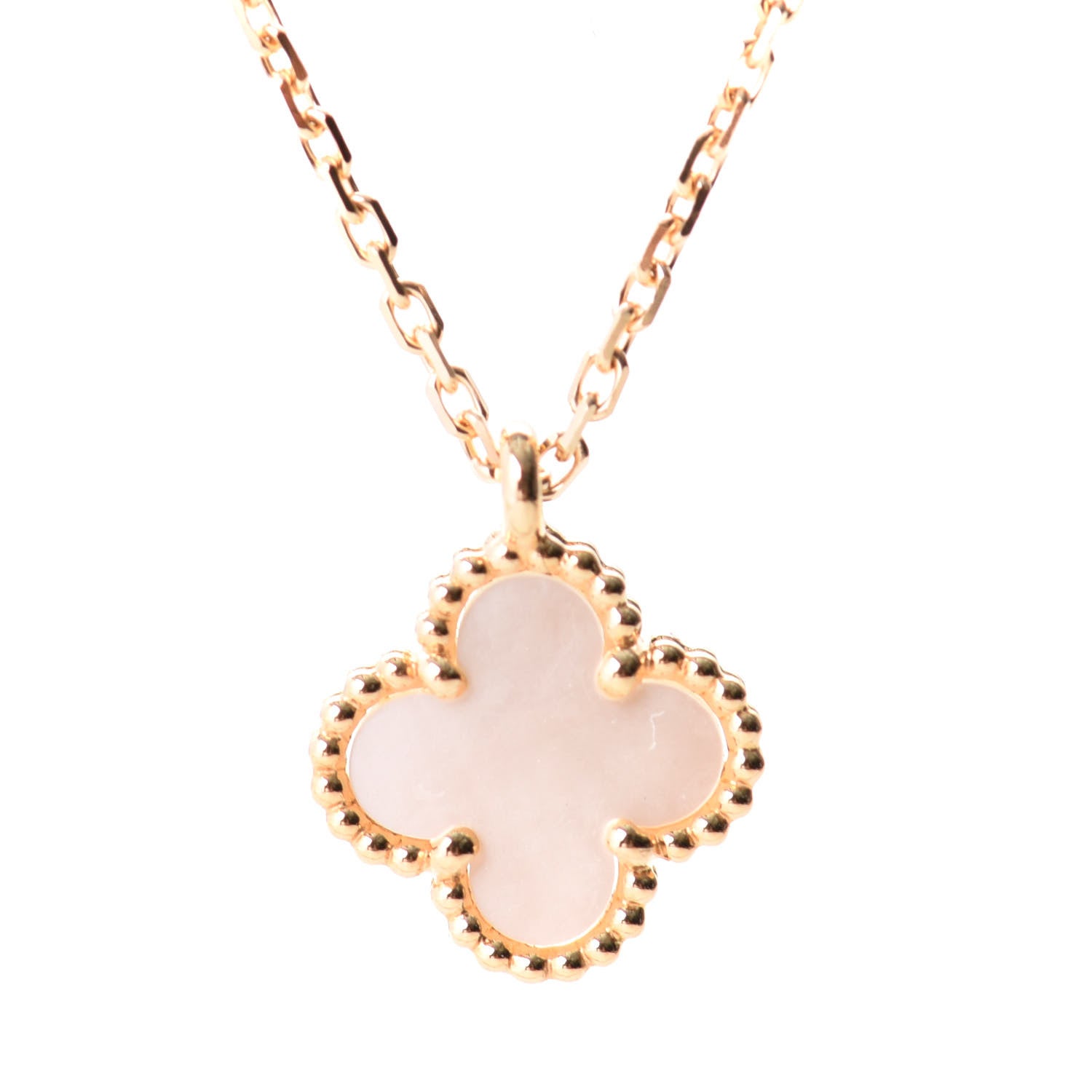 Van Cleef & Arpels 18K Yellow Gold Mother of Pearl Sweet Alhambra Pendant Necklace 3 of 5