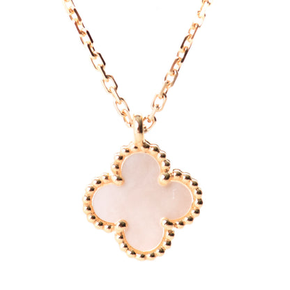 Van Cleef & Arpels 18K Yellow Gold Mother of Pearl Sweet Alhambra Pendant Necklace 3 of 5