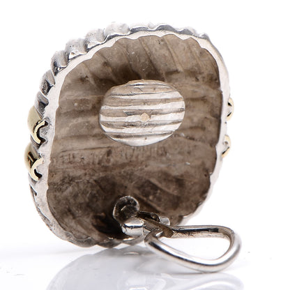 David Yurman Sterlilng Silver 14K Yellow Gold Cable Earrings 4 of 5
