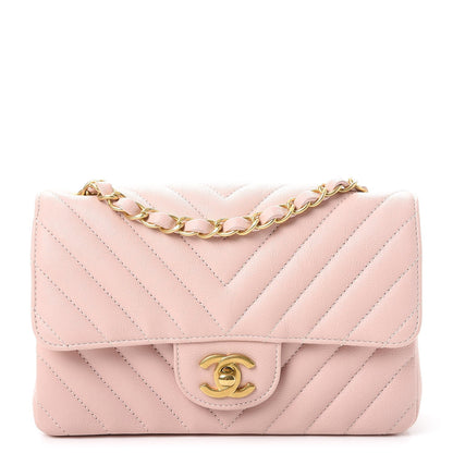 Chanel Calfskin Chevron Quilted Mini Rectangular Flap Light Pink 1 of 8