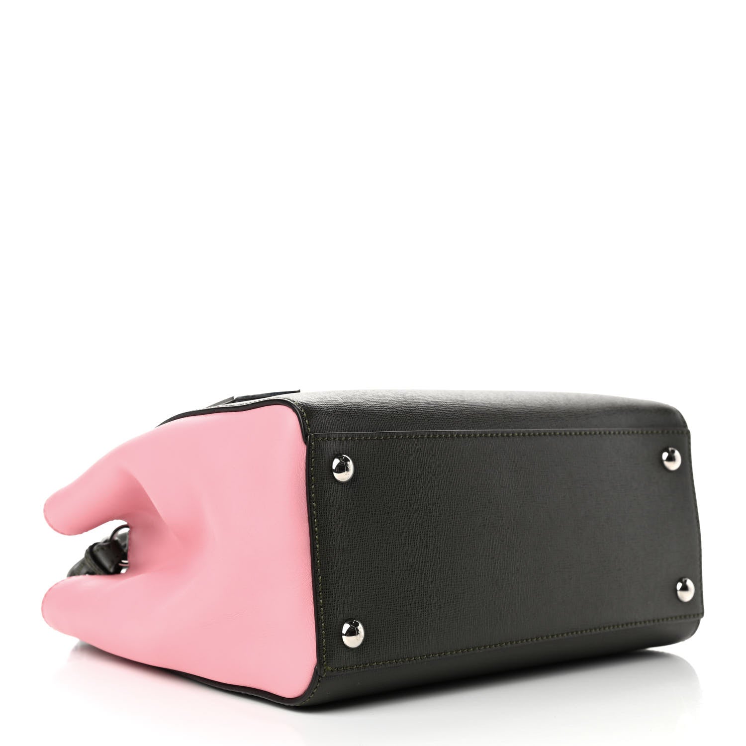 Fendi Vitello Elite Flamingo Petite 2Jours Tote Verde Prato Pink 3 of 4
