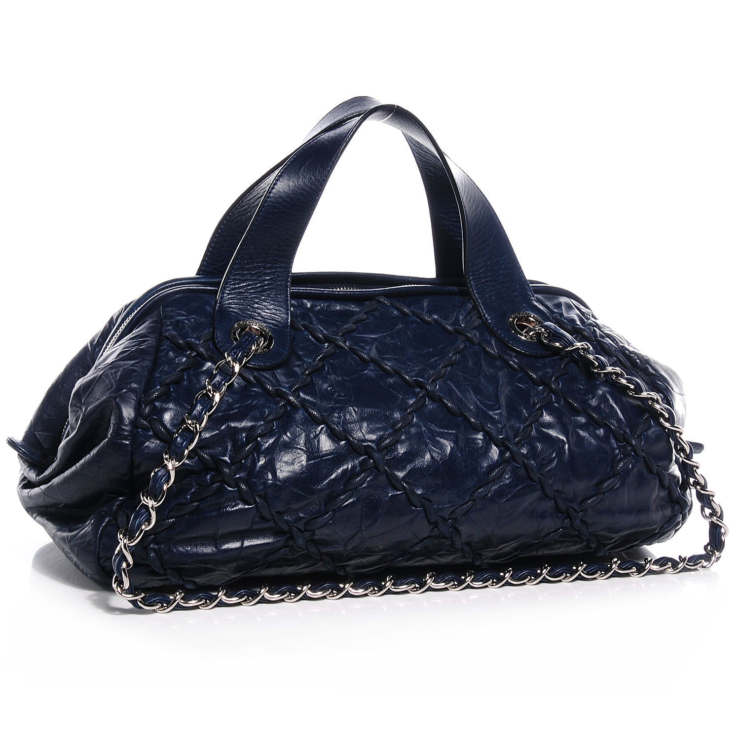 Chanel Calfskin Ultra Stitch Bowler Navy 3 of 7