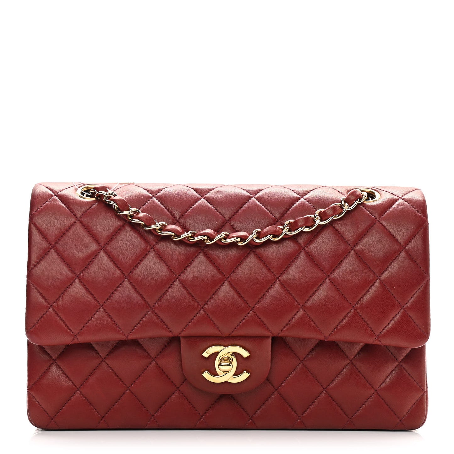 Lambskin Quilted Medium Double Flap Dark Bordeaux