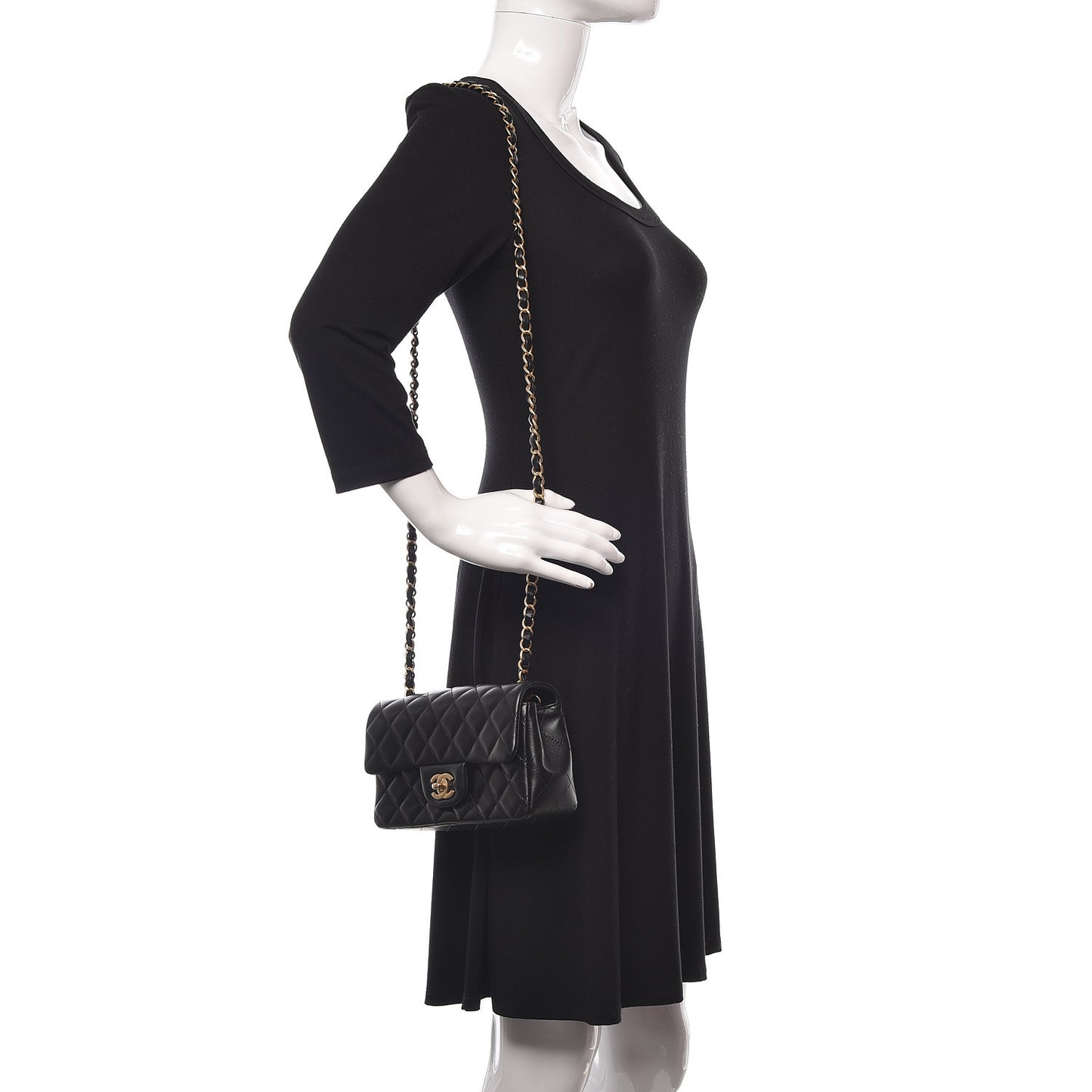 Lambskin Quilted Mini Rectangular Flap Black