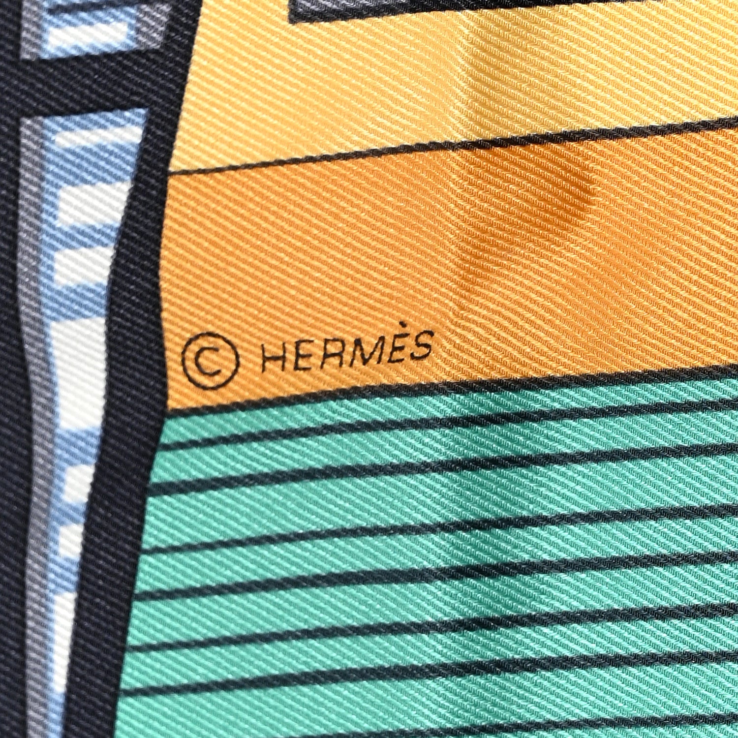 Hermes Silk Minuit Au Faubourg Scarf 70 Black Beige Dore Vert 5 of 6