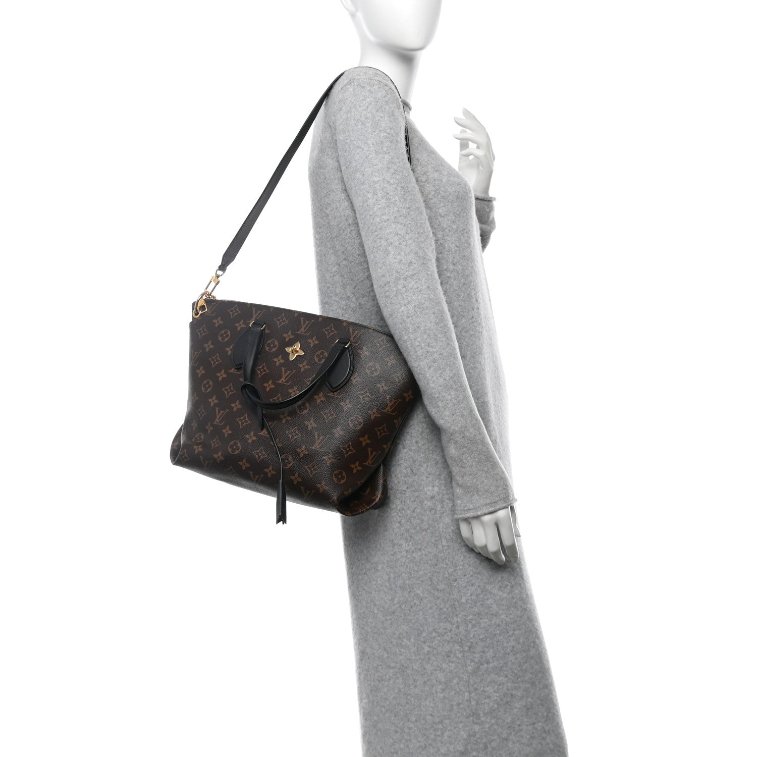 Louis Vuitton Monogram Flower Zipped Tote MM Black 2 of 10