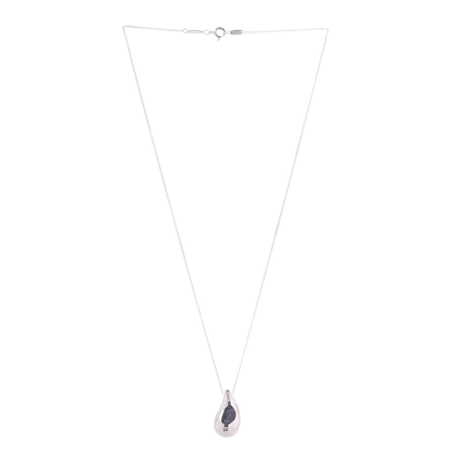 Tiffany Sterling Silver 22mm Elsa Peretti Teardrop Pendant Necklace 3 of 9