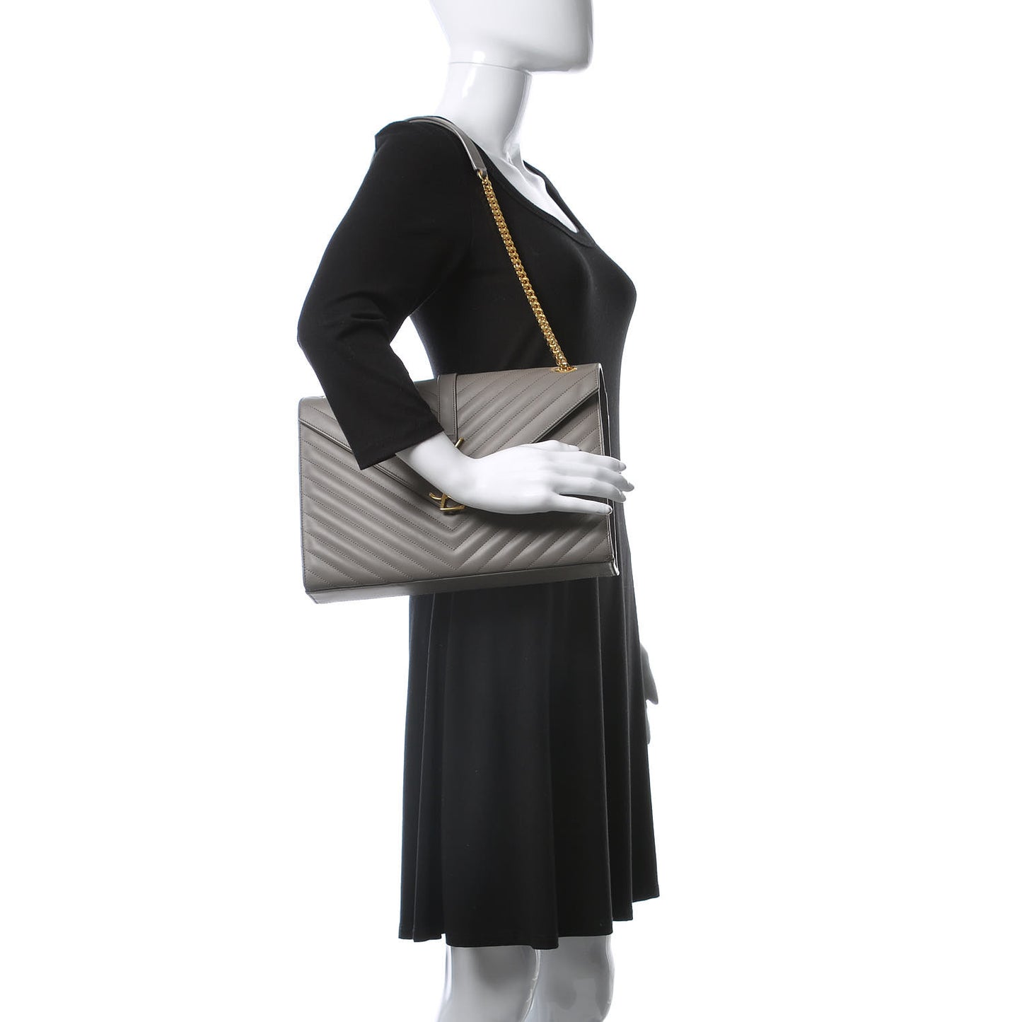 Smooth Calfskin Matelasse Large Monogram Satchel Fog