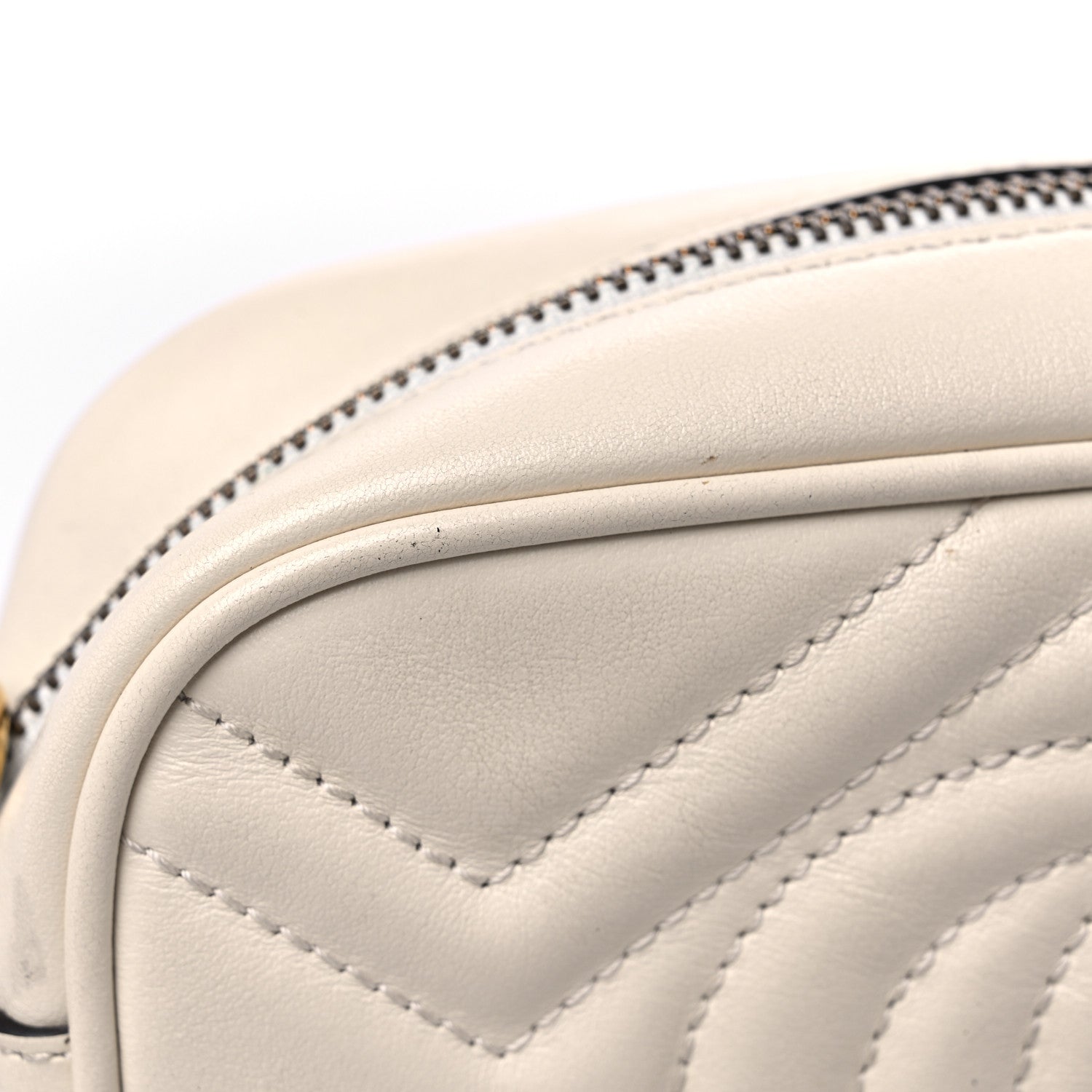 Gucci Calfskin Matelasse Mini GG Marmont Chain Shoulder Bag White 12 of 14