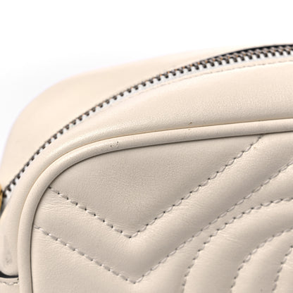 Gucci Calfskin Matelasse Mini GG Marmont Chain Shoulder Bag White 12 of 14