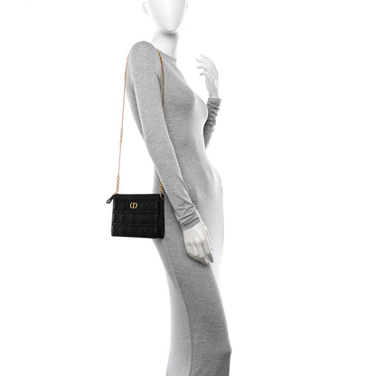 Christian Dior Calfskin Cannage Caro Zipped Pouch With Chain Black 2 of 11