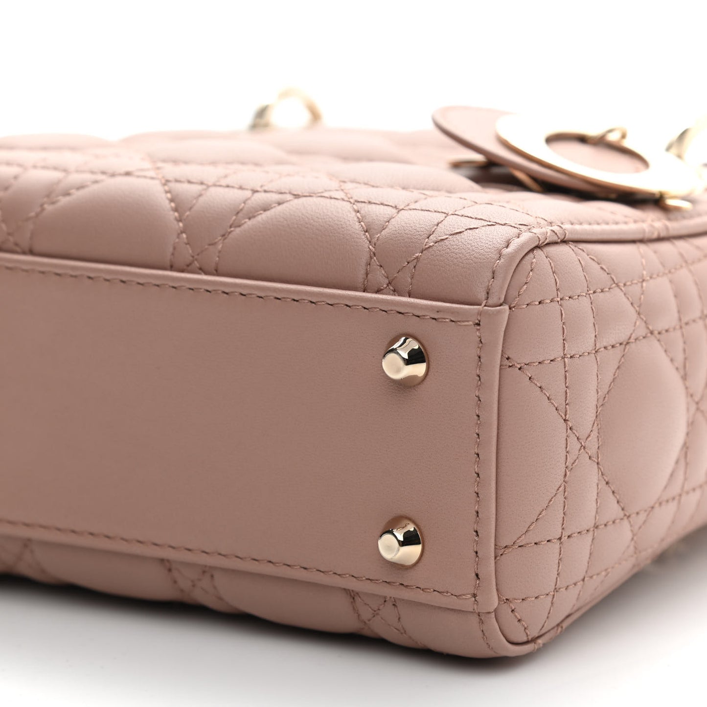 Lambskin Cannage Mini Lady Dior Rose De Vents
