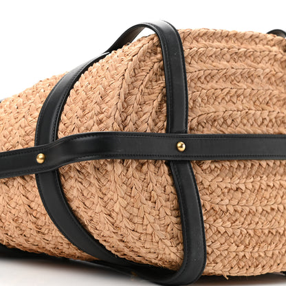 Saint Laurent Raffia Calfskin Caged Tote Naturale Black 9 of 10