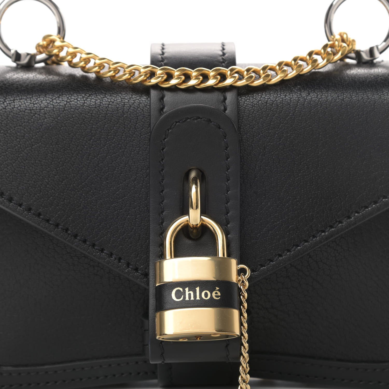 Chloe Shiny Goatskin Calfskin Mini Aby Chain Shoulder Bag Black 8 of 12