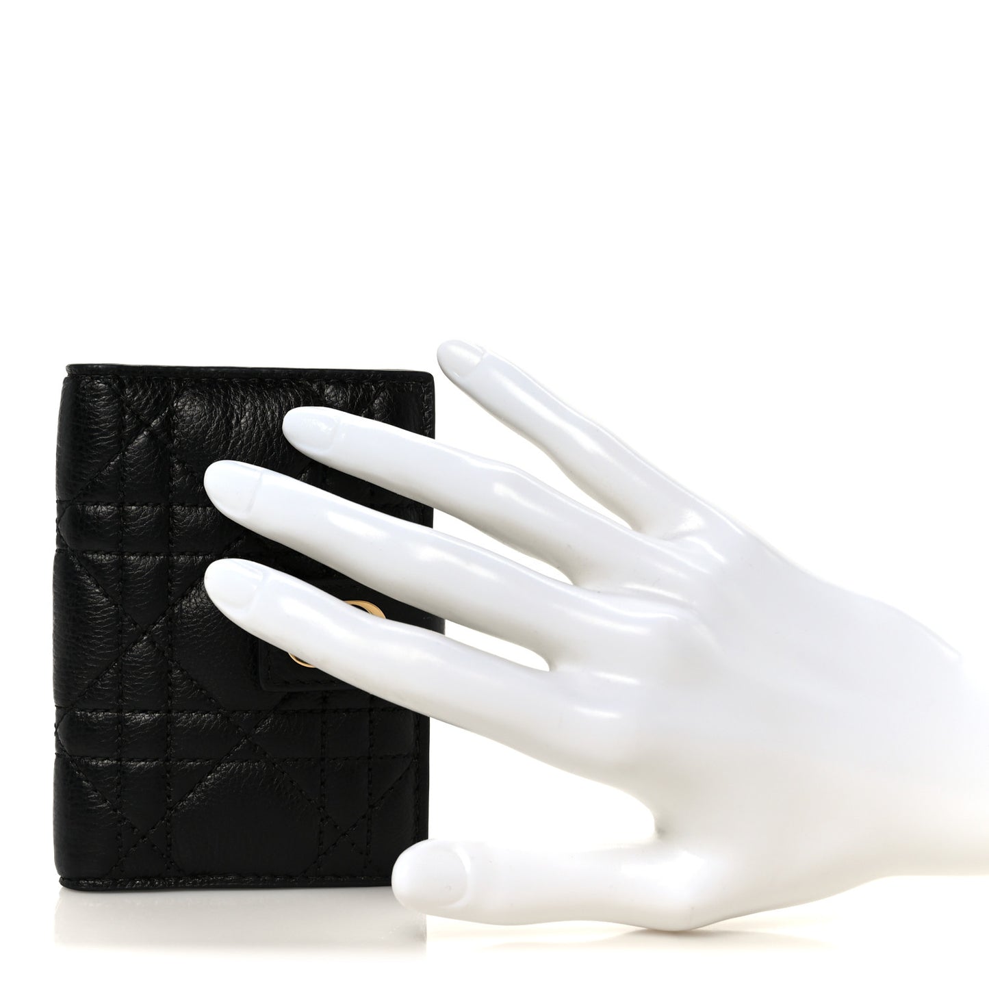 Supple Calfskin Cannage Caro Dandelion Card Holder Black