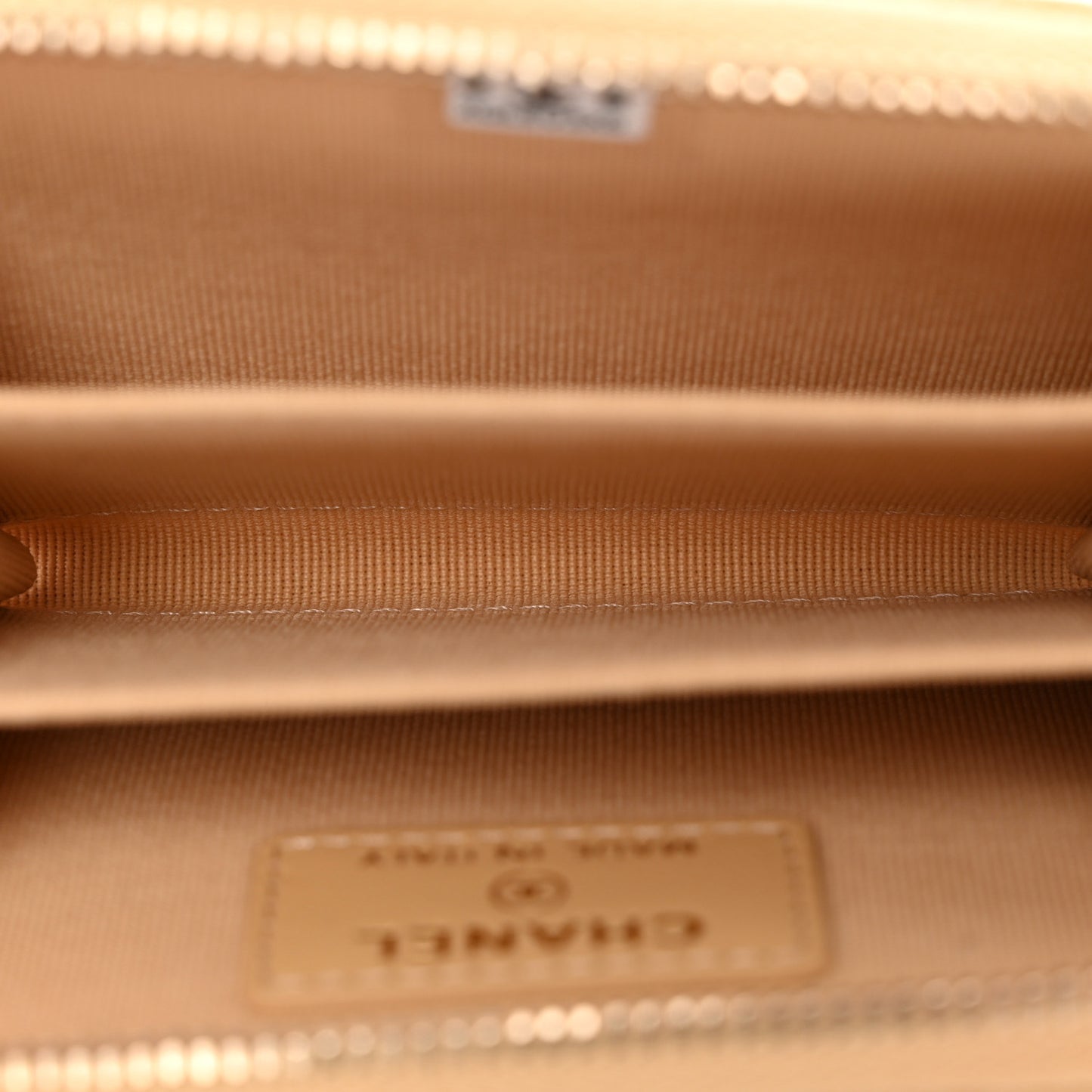 Caviar Quilted Zip Around Coin Purse Beige