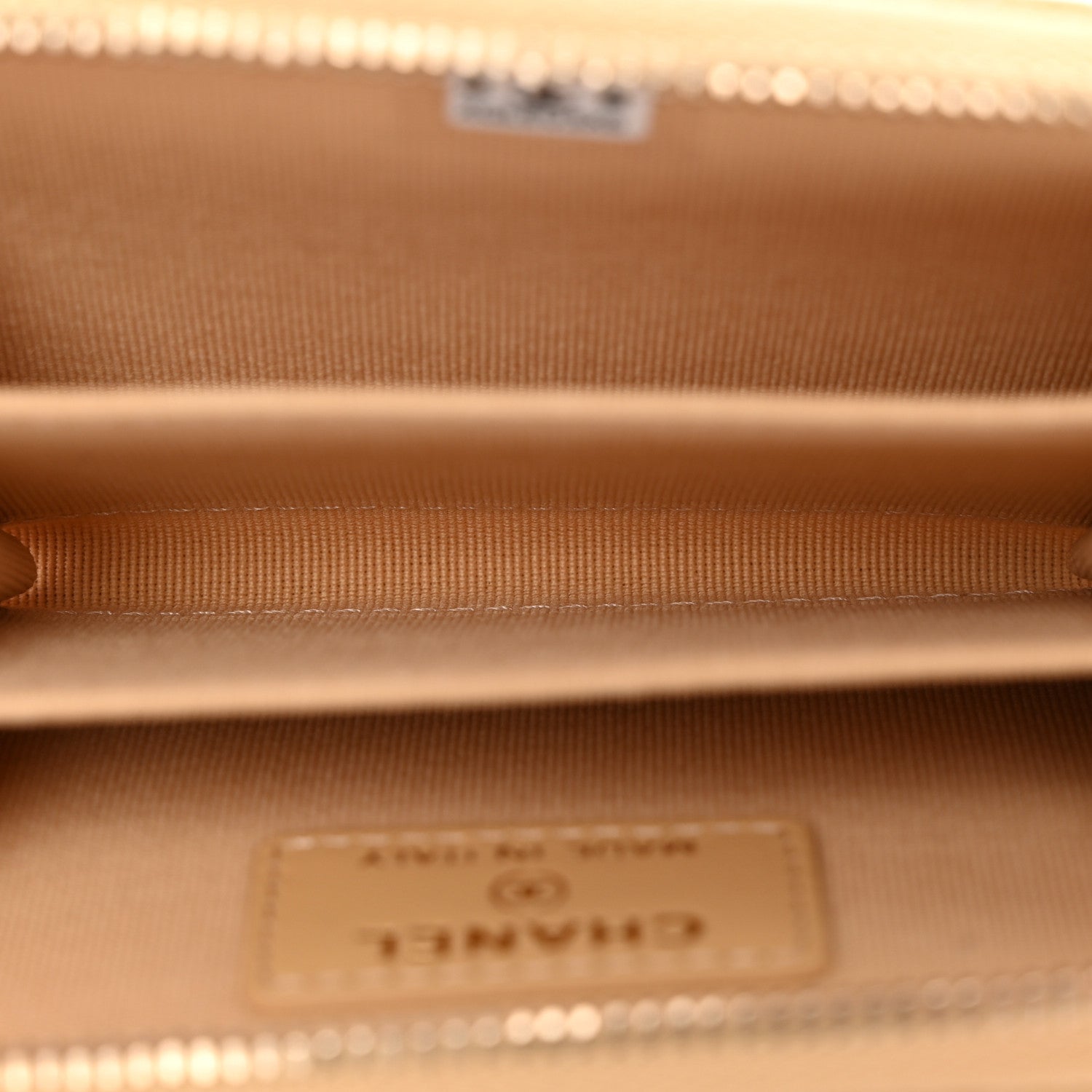Chanel Caviar Quilted Zip Around Coin Purse Beige 5 of 7