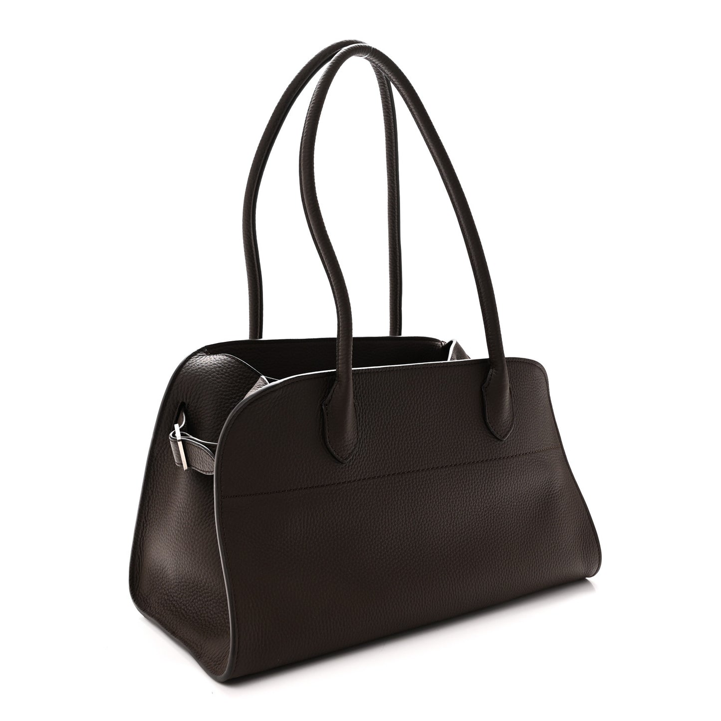 Matte Grained Calfskin Margaux Shoulder 12 Deep Brown