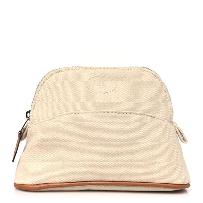 Hermes Cotton Canvas Mini Mini Bolide Travel Cosmetic Pouch Natural 1 of 9