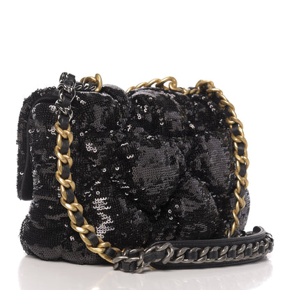 Chanel Sequin Quilted Medium 19 Flap Black 3 of 10